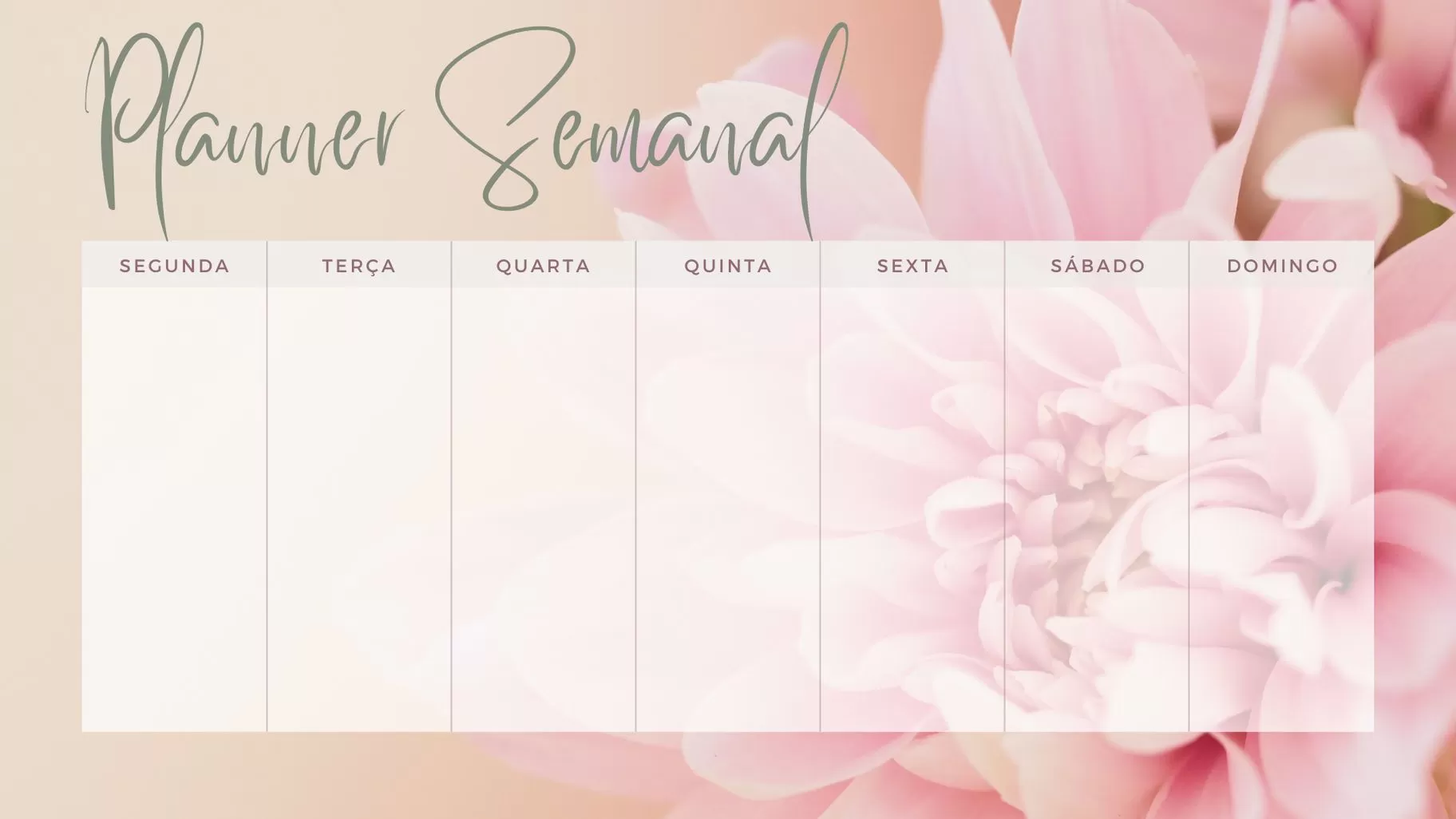 Planner Semanal para imprimir Segunda a Domingo