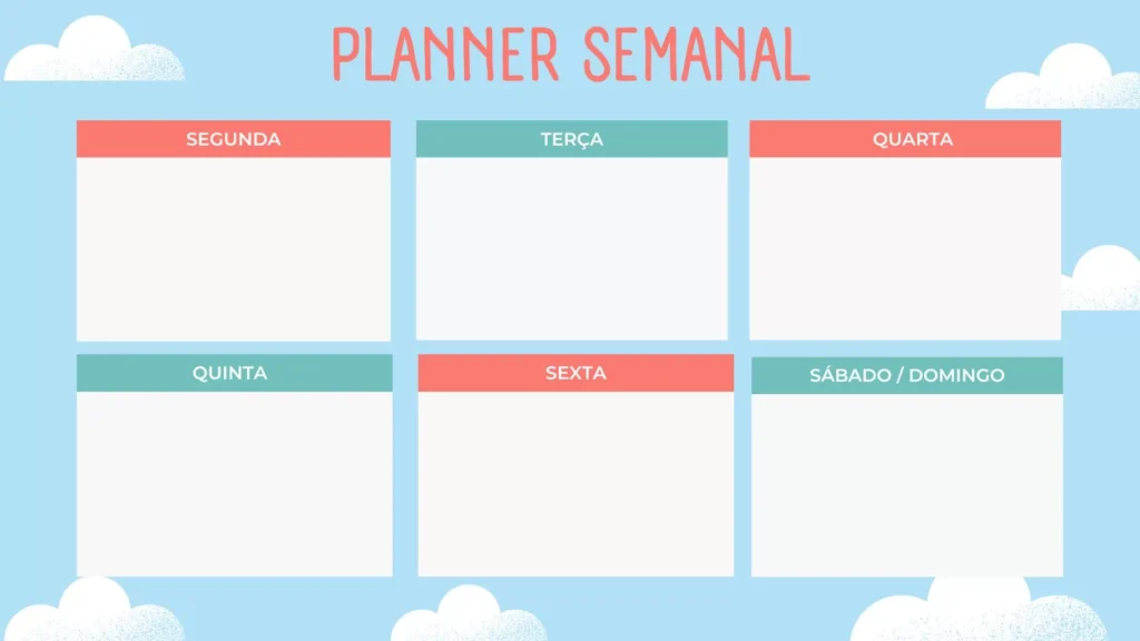 Organizador Semanal Completo para Impressão: Planeje sua semana com este planner de design suave.