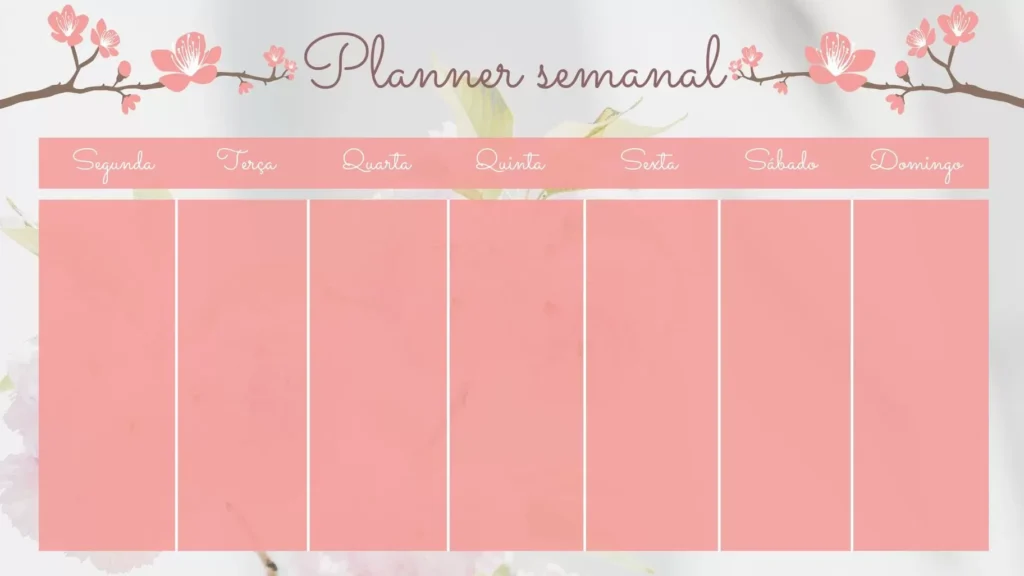 Planner Semanal Imprimível: Organize sua semana com este delicado planejador decorado com flores.