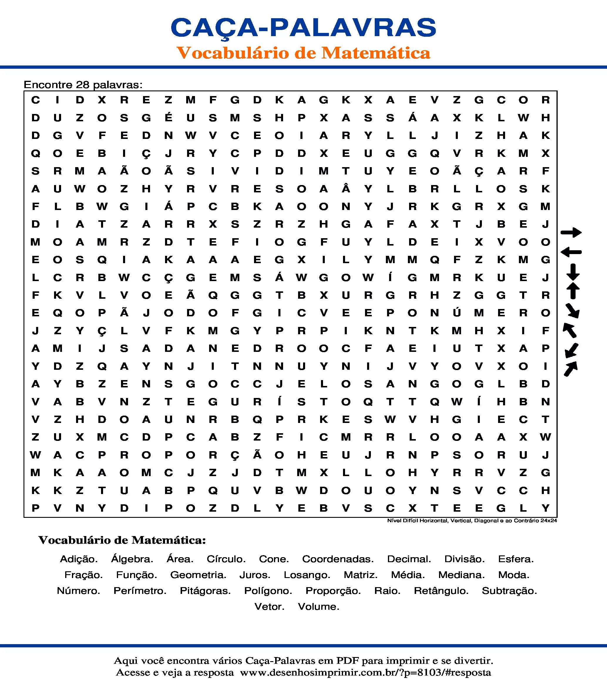 Como criar caça-palavras matemáticos facilmente  Caça-palavras, Palavras  de matemática, Palavras difíceis