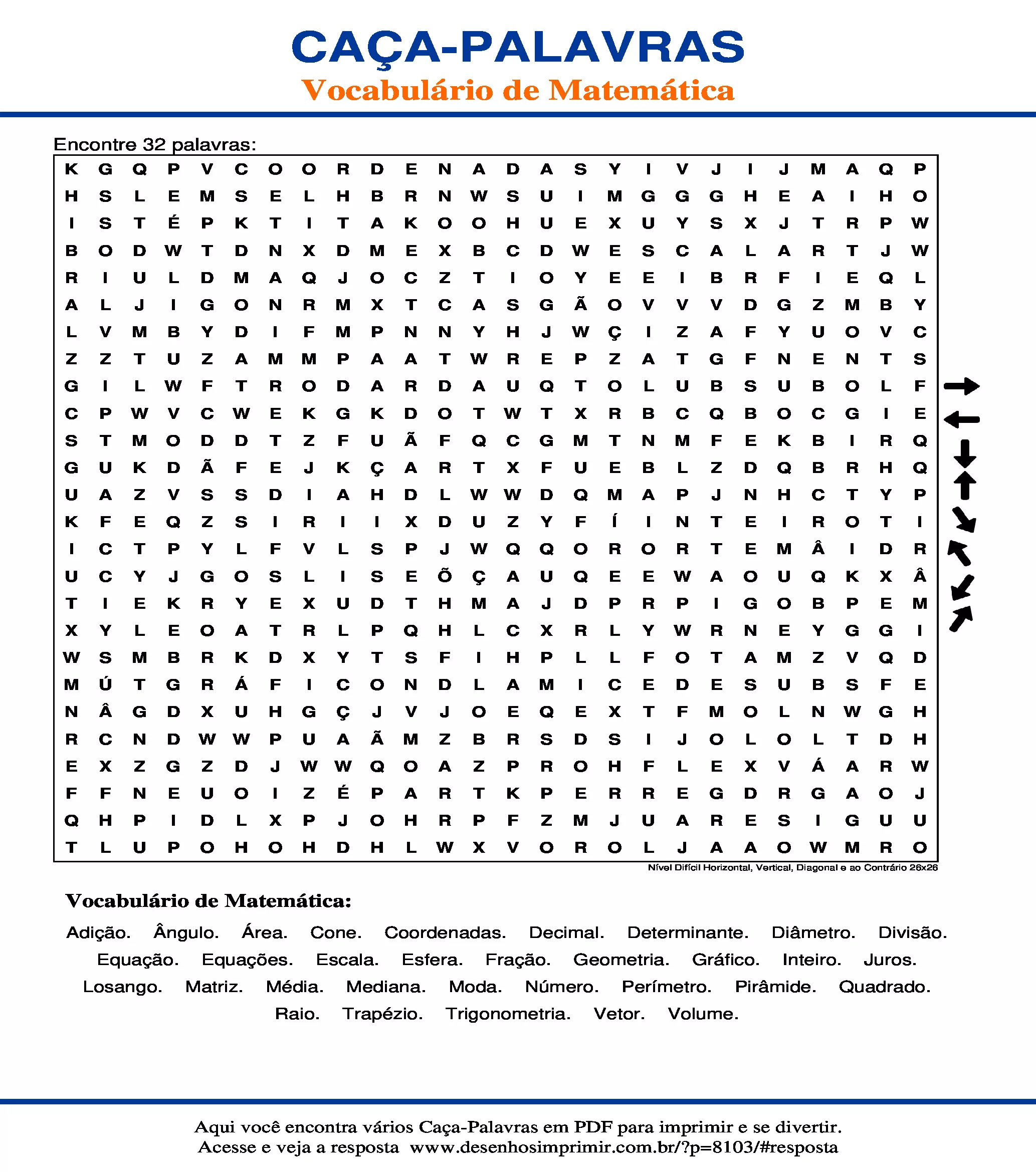 Como criar caça-palavras matemáticos facilmente  Caça-palavras, Palavras  de matemática, Palavras difíceis