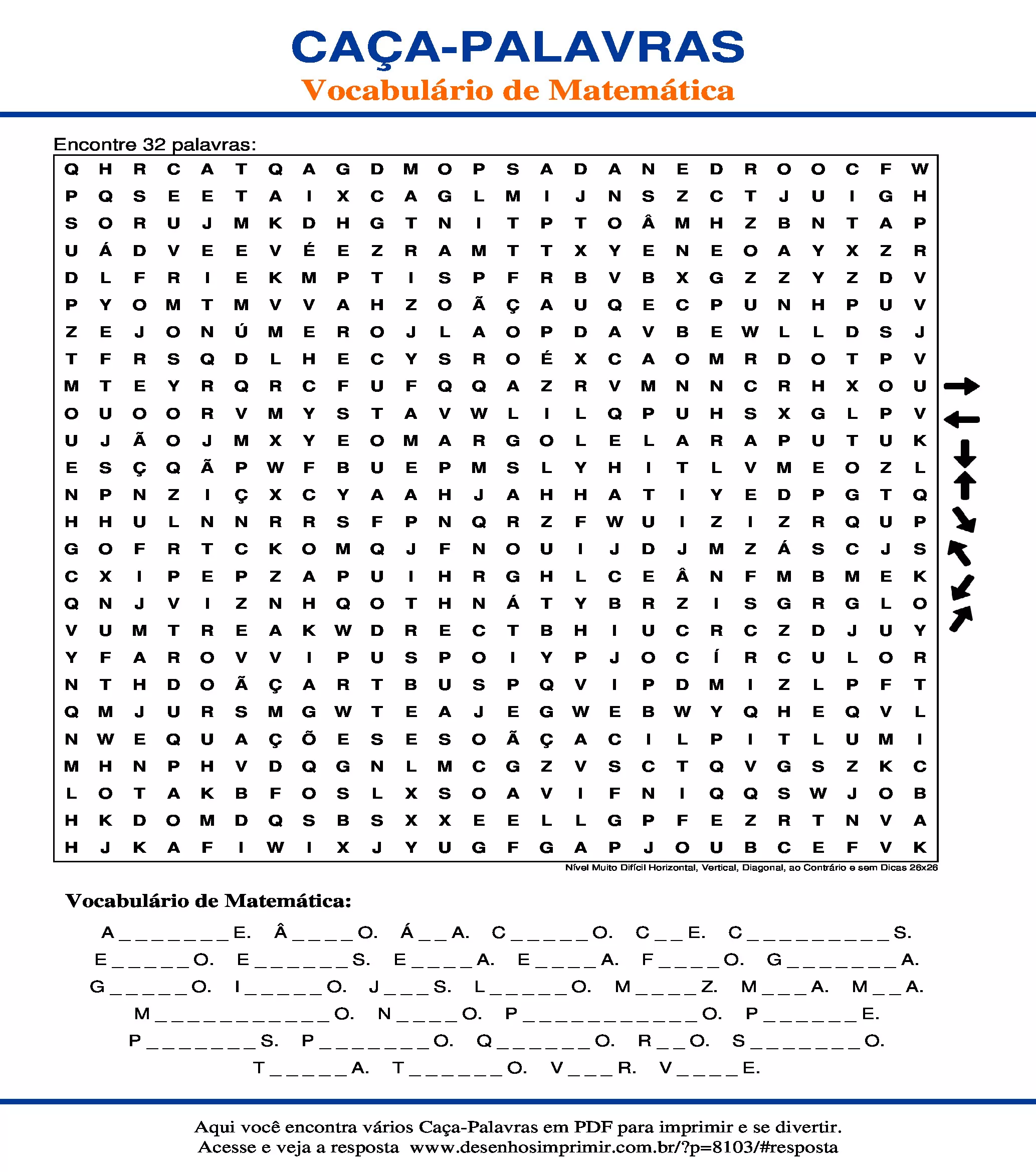 Como criar caça-palavras matemáticos facilmente  Caça-palavras, Palavras  de matemática, Palavras difíceis