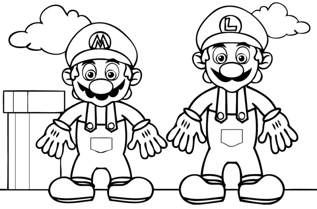 Mario e Luigi Bros para colorir: Aventura Nintendo para fãs