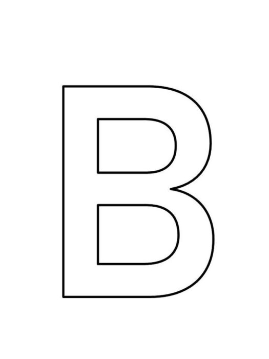 Letra B maiúscula para imprimir e colorir. Design claro e simples da letra B.