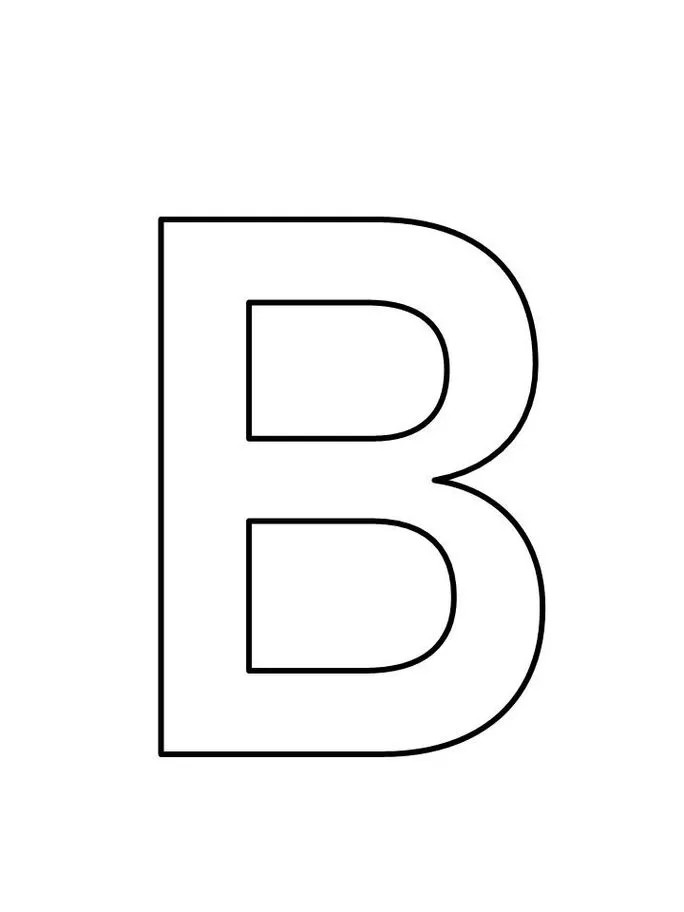 Letra B maiúscula para imprimir e colorir. Design claro e simples da letra B.