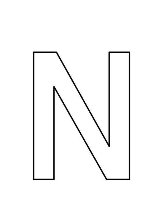 Letra N maiúscula para atividades de colorir ou recorte.