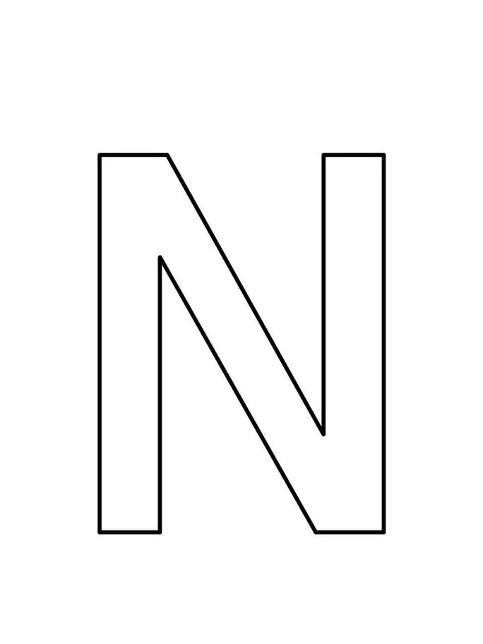 Letra N maiúscula para atividades de colorir ou recorte.