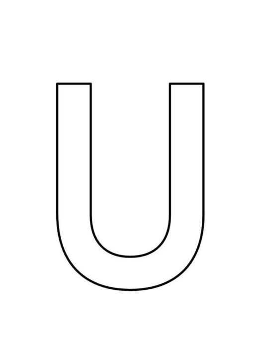 Letra U maiúscula para impressão com design arredondado.
