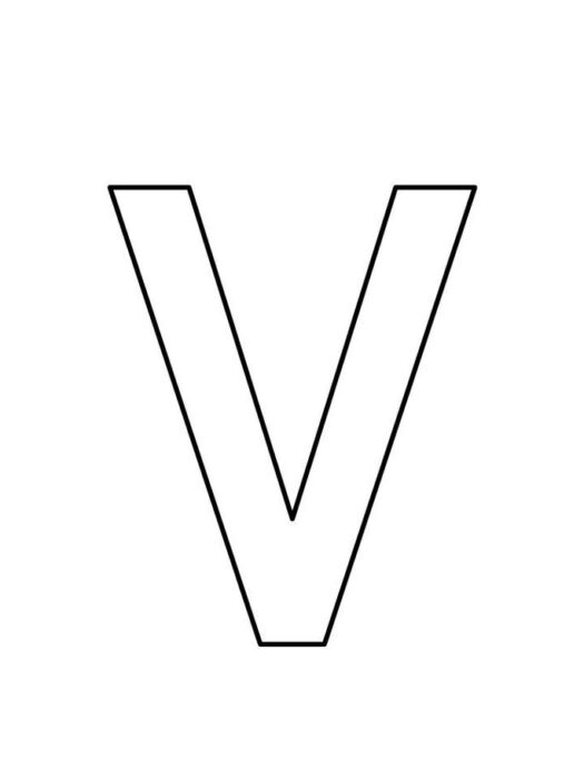 Letra V maiúscula para imprimir em fundo branco