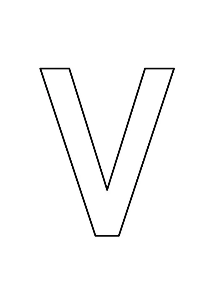 Letra V maiúscula para imprimir em fundo branco