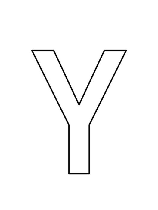 Letra Y maiúscula volumétrica para atividades de colorir e aprendizado.