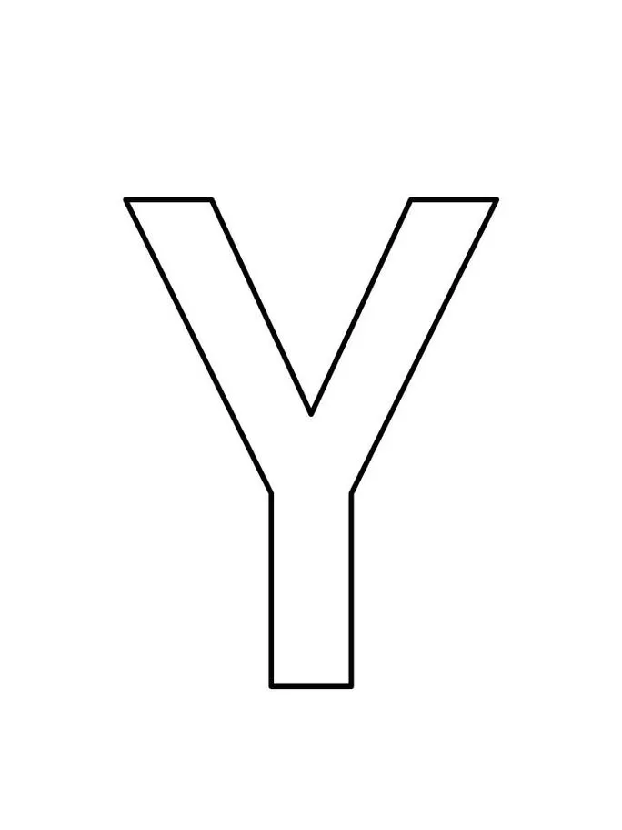 Letra Y maiúscula volumétrica para atividades de colorir e aprendizado.