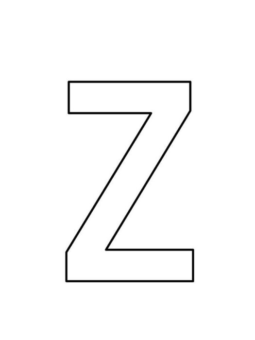 Letra Z maiúscula para atividades de colorir e recorte.