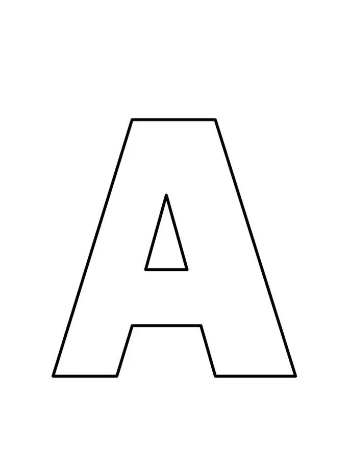 Letra A em estilo de forma para impressão. Design robusto com cantos arredondados e elementos geométricos.