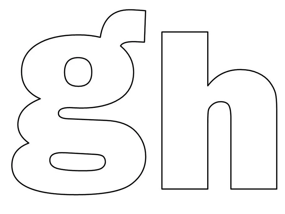 Letras G e H em formato de forma para impressão. Fonte clara e definida, ideal para atividades.