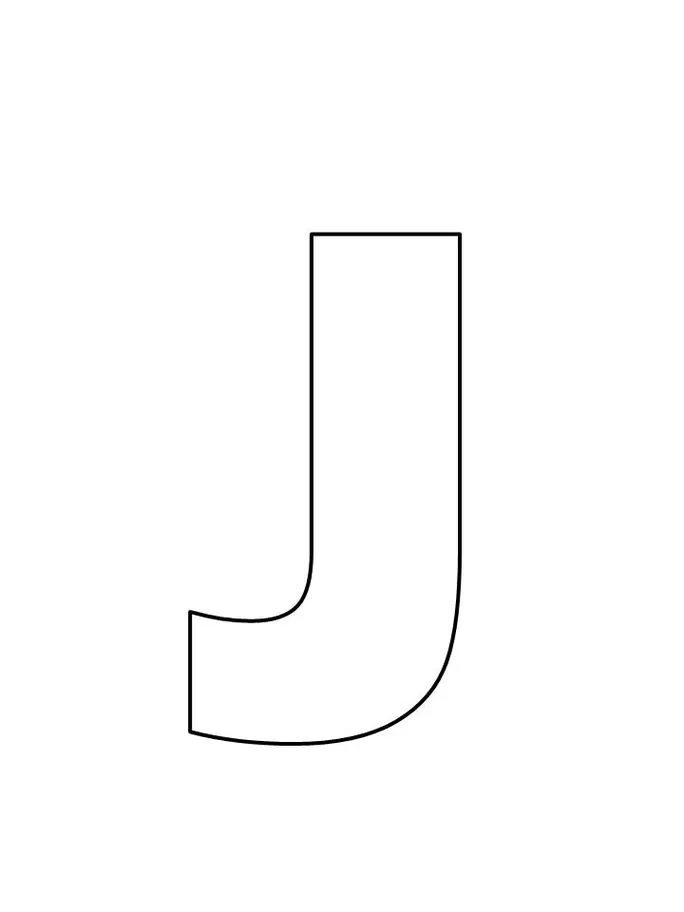 Letra J em estilo de forma para impressão.