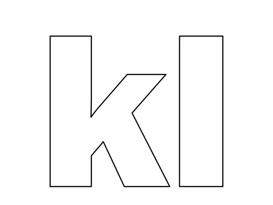 Letras K e L em estilo stencil prontas para impressão.