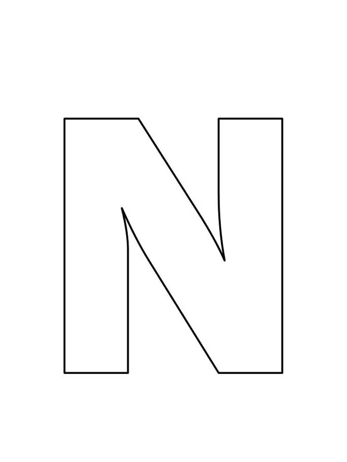 Letra N maiúscula em formato de forma para impressão.