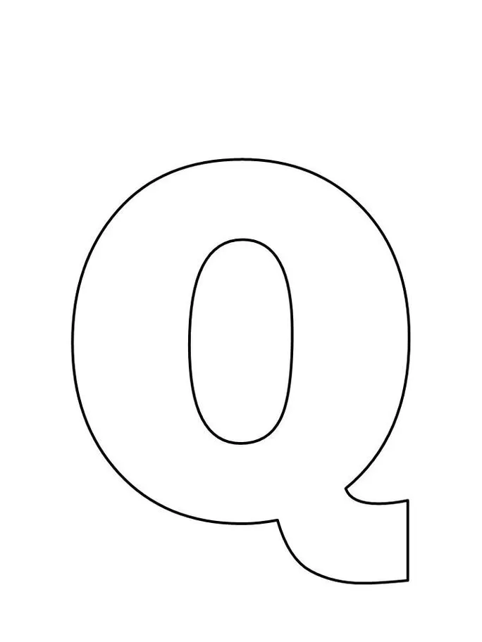 Letra Q em caixa alta para impressão. Design claro e bem definido da letra Q.