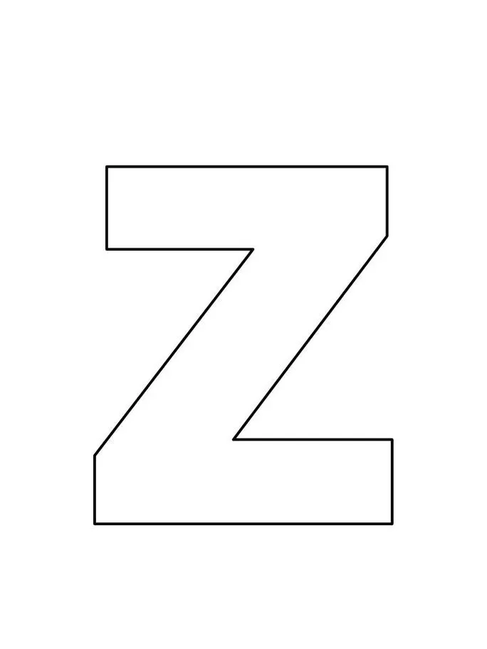 Letra Z maiúscula em forma para colorir ou usar como molde.