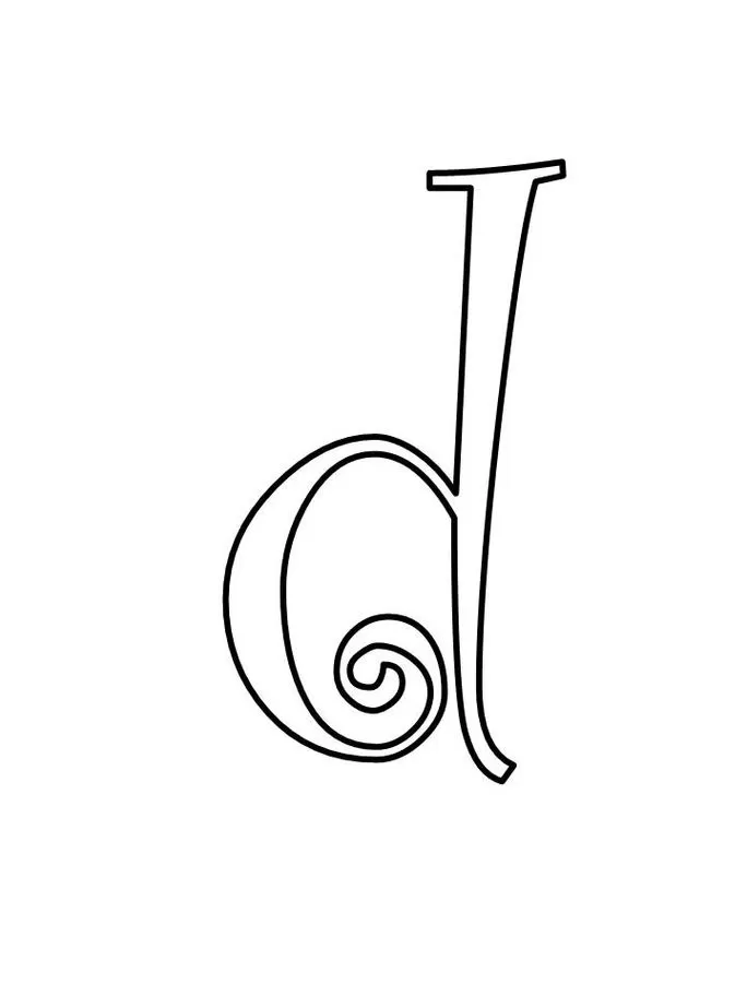 Letra 'd' minúscula com design ornamentado para impressão