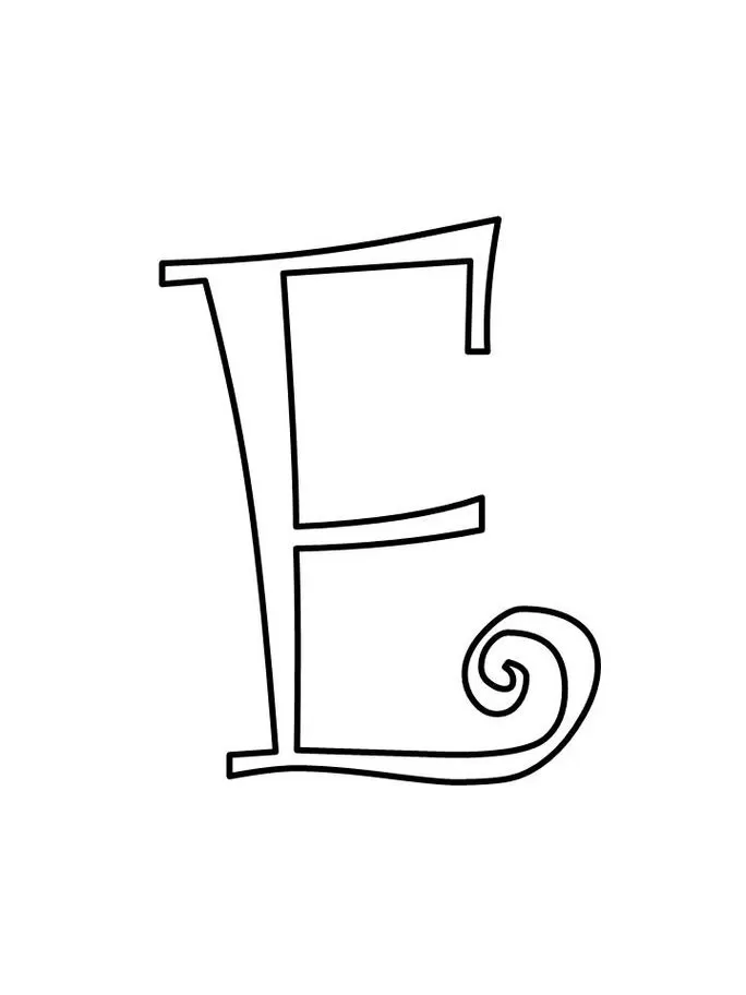 Letra 'E' maiúscula com design espiral, ideal para impressão