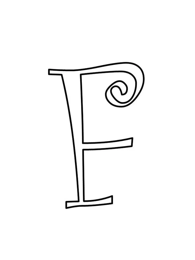 Letra F maiúscula estilizada para impressão.
