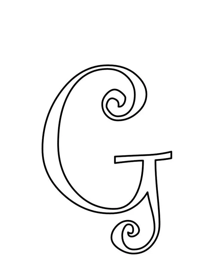 Letra G maiúscula com design artístico para impressão.