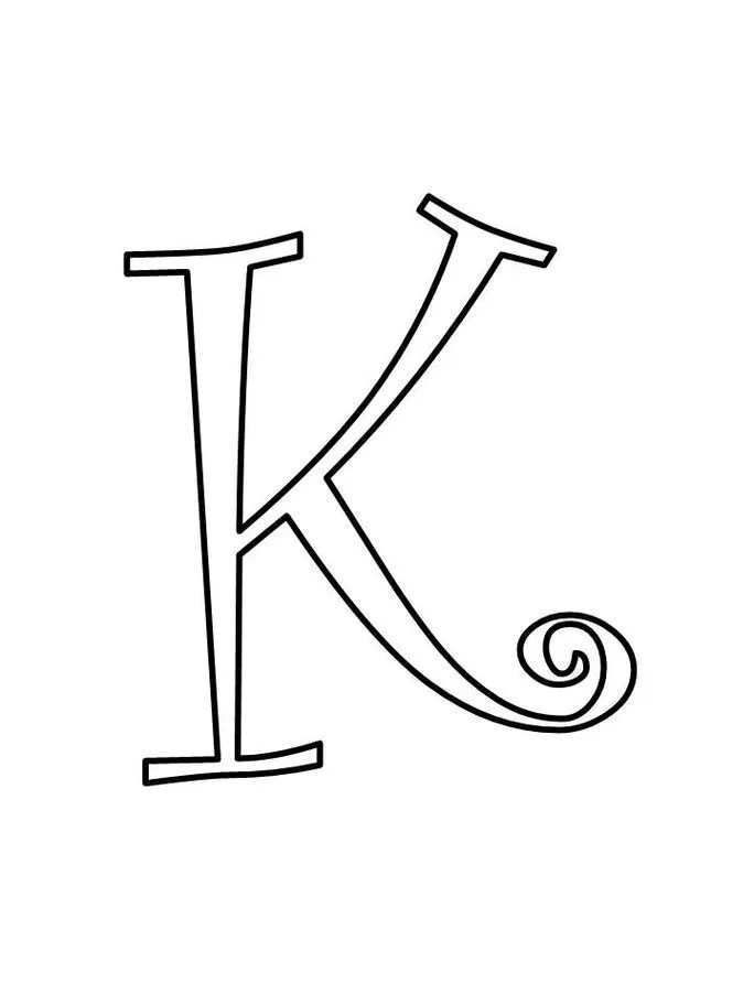 Letra K maiúscula com design ornamentado para impressão