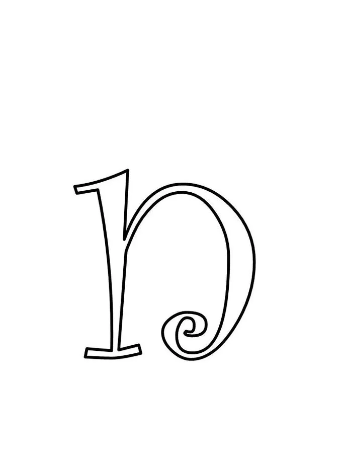 Letra 'n' minúscula estilizada para impressão, com espiral na base.