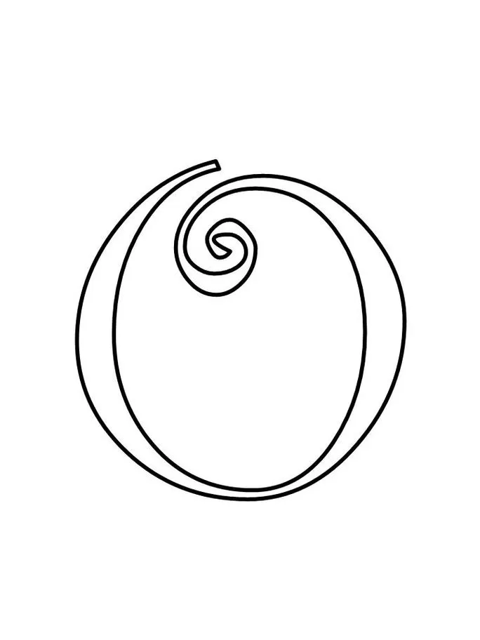 Letra O maiúscula estilizada para impressão. Design com espiral interna.