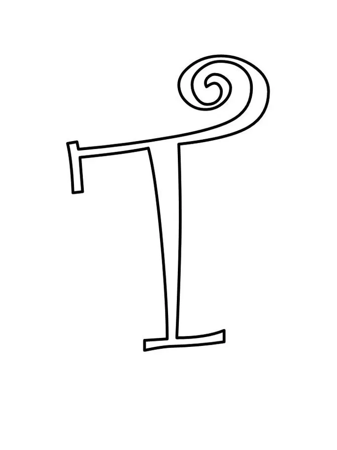 Letra T maiúscula estilizada para impressão.