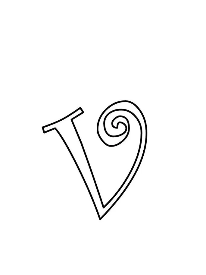 Letra 'v' minúscula com design diferenciado para impressão.