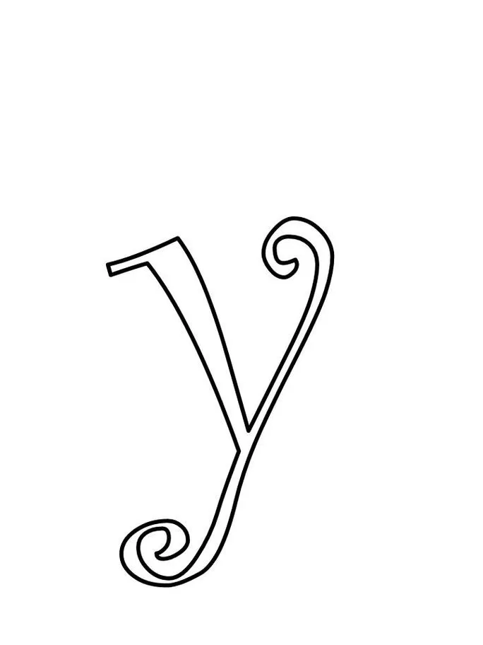 Letra 'y' minúscula com design ornamental artístico.