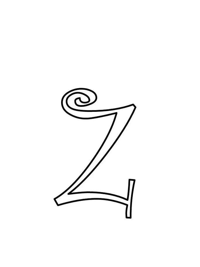 Letra Z minúscula com design espiral decorativo para impressão.