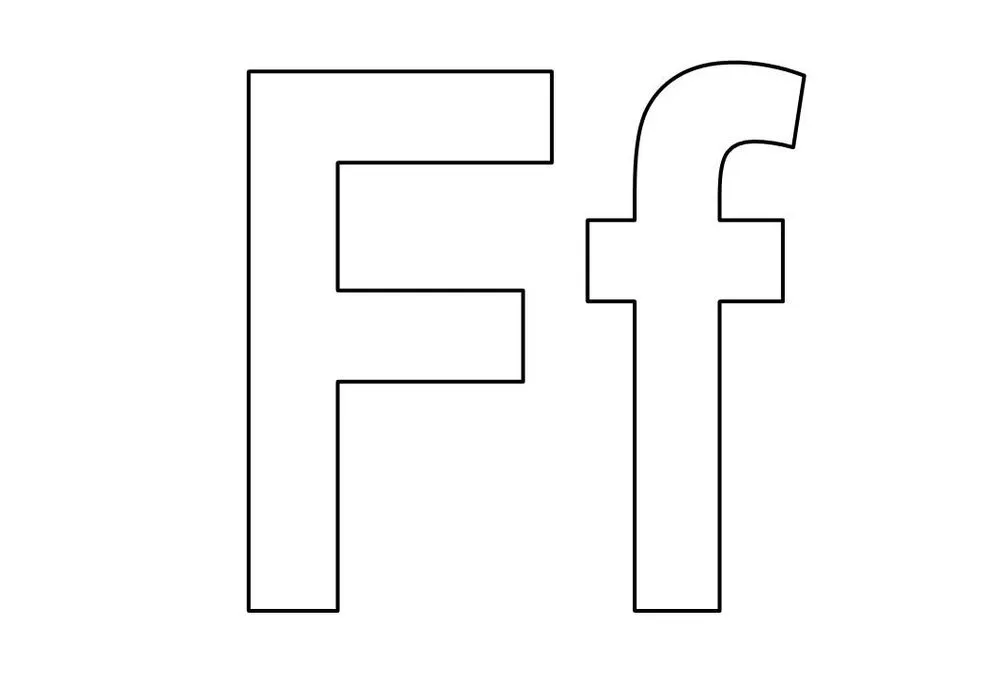 Letras F maiúscula e minúscula delineadas, prontas para impressão.