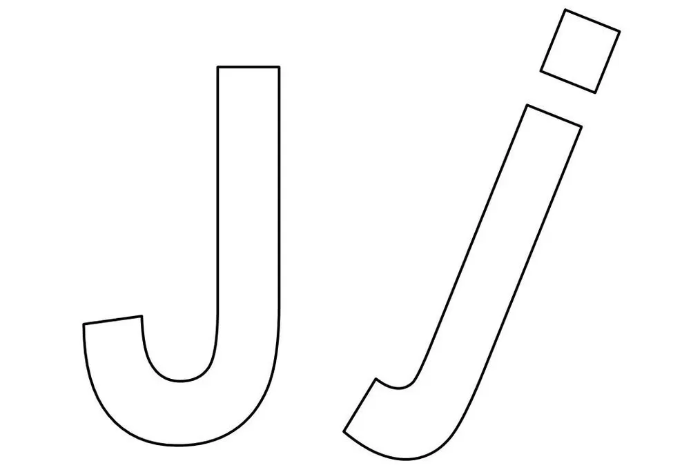 Letras J maiúscula e minúscula para impressão