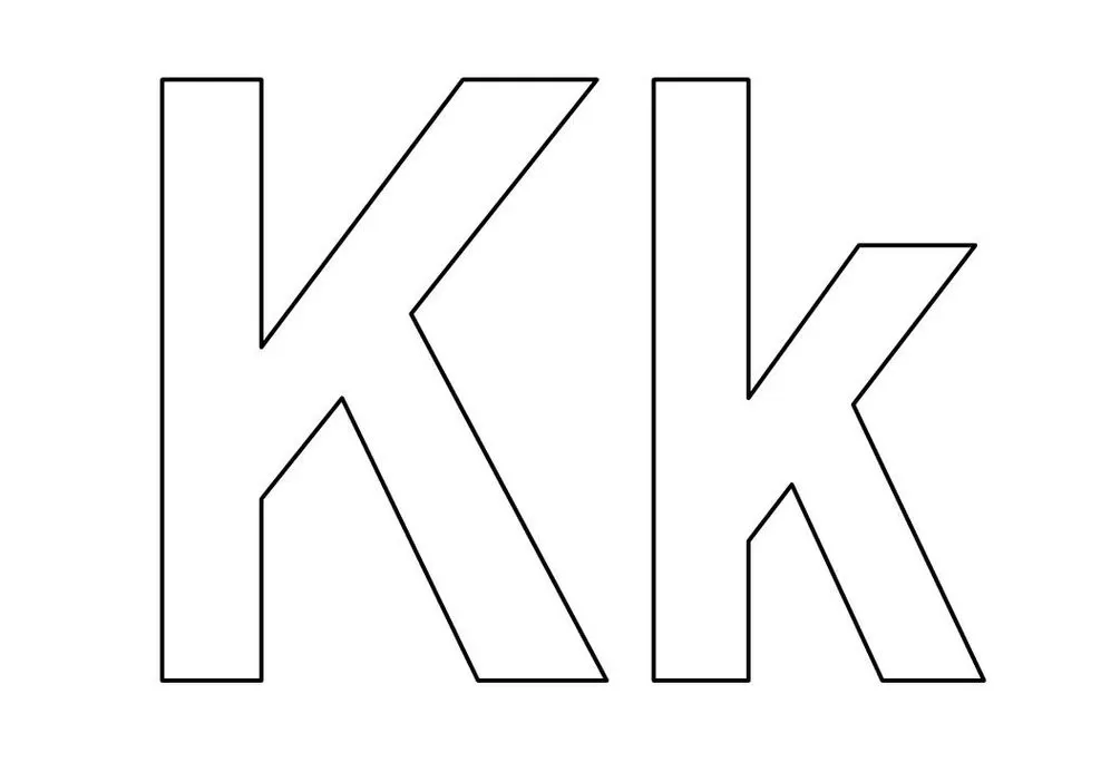 Letras K maiúscula e minúscula prontas para colorir.