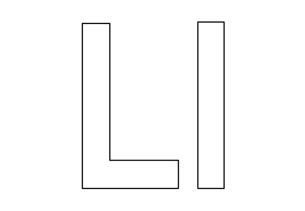 Letras L e I maiúsculas para impressão.