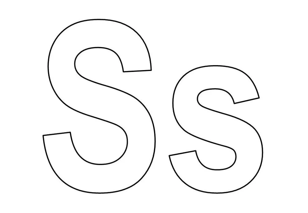 Letras grandes 'S' para impressão. Design arredondado e preenchido em branco.