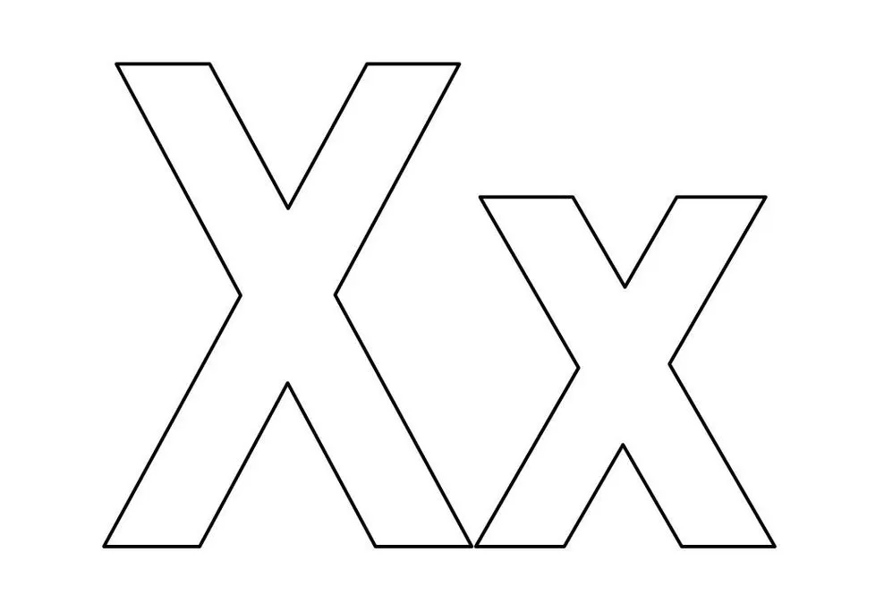 Letras X grandes para impressão. Fonte ampliada do alfabeto X.