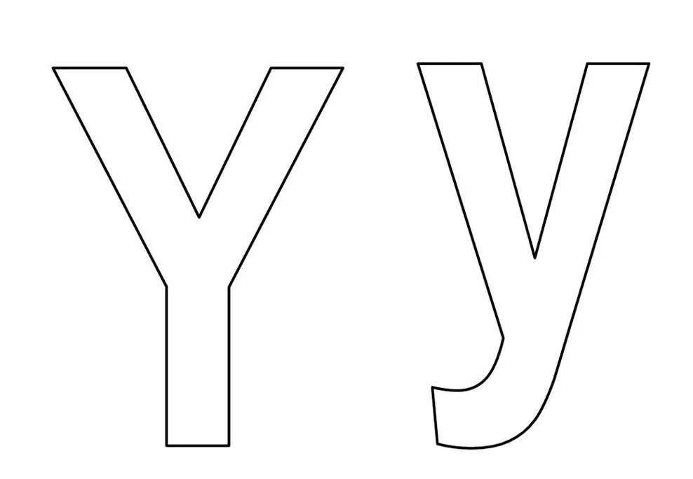 Letras Y maiúscula e minúscula para impressão