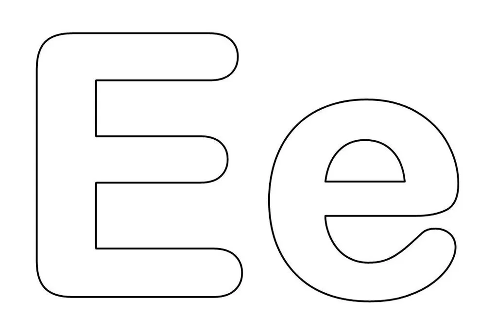 Letras E maiúscula e minúscula para colorir ou usar como molde.