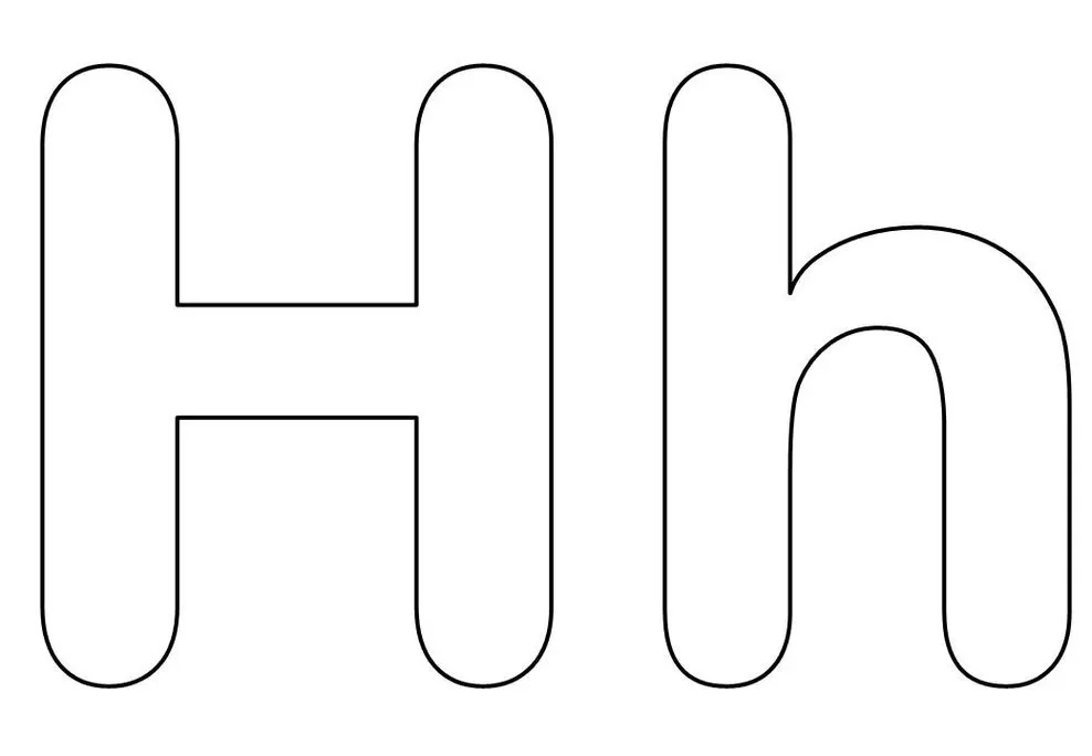 Letras H maiúscula e minúscula para atividades criativas.