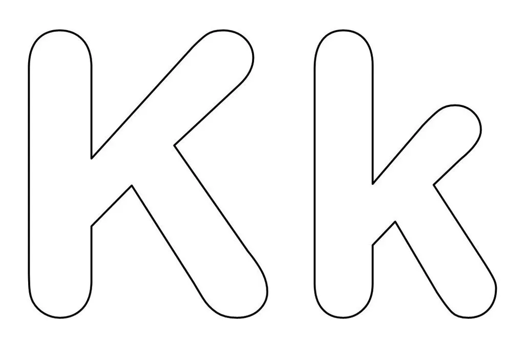 Letras K maiúscula e minúscula para imprimir. Design arredondado, ideal para aprendizado.