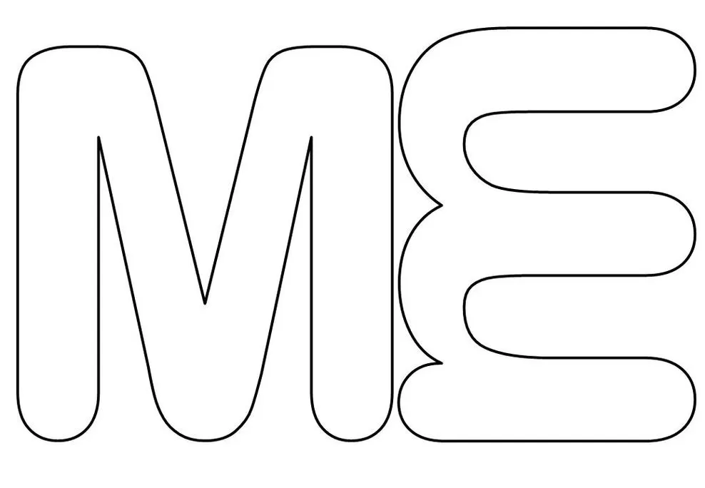 Letras ME maiúsculas e minúsculas com design moderno e espesso.