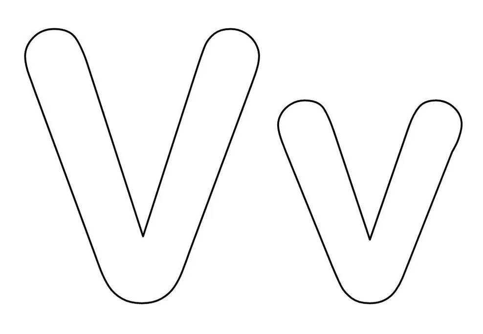 Letras V maiúscula e minúscula com design arredondado.