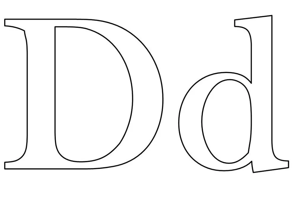 Molde da letra D para imprimir e usar como modelo