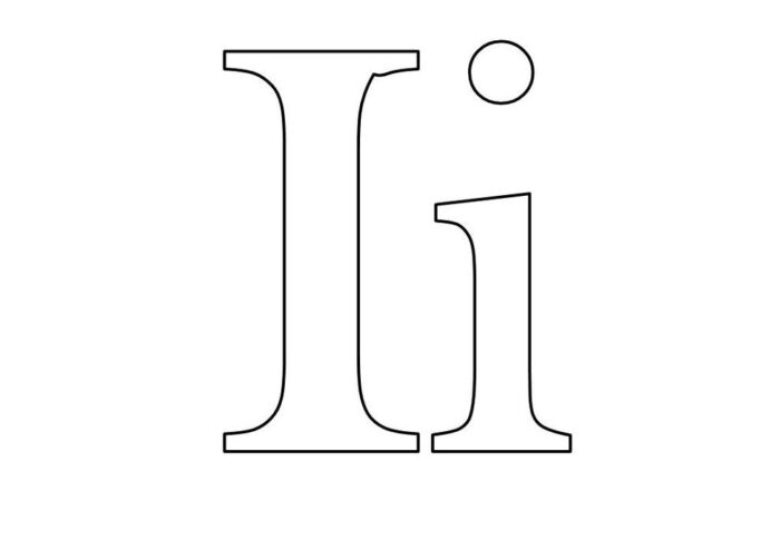 Molde da letra I em PDF para imprimir e recortar