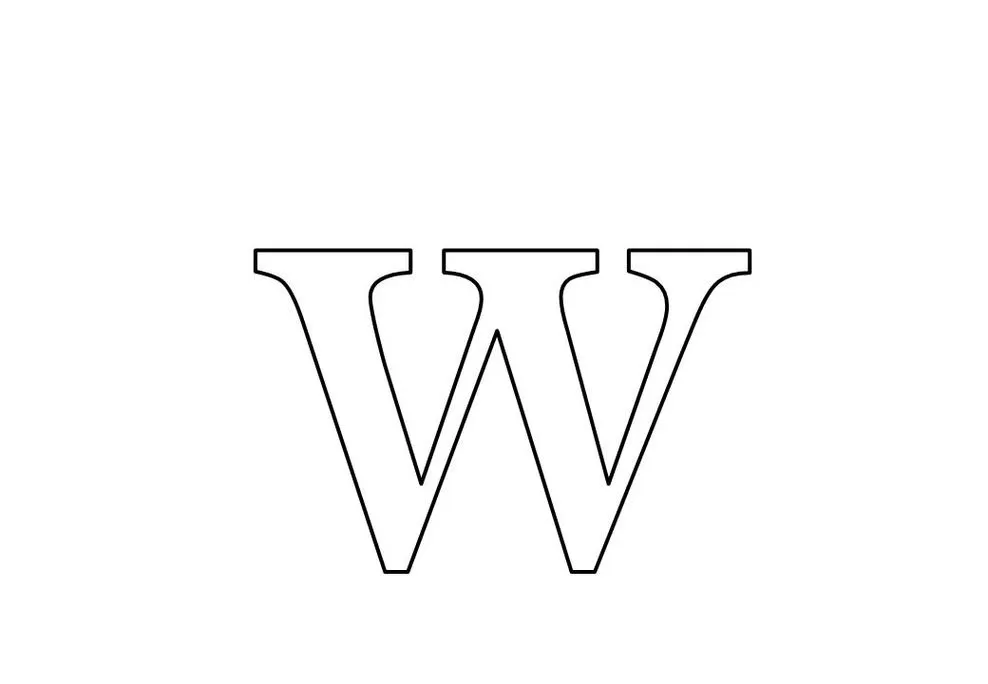 Molde da letra 'w' minúscula em formato PDF, ideal para atividades manuais.